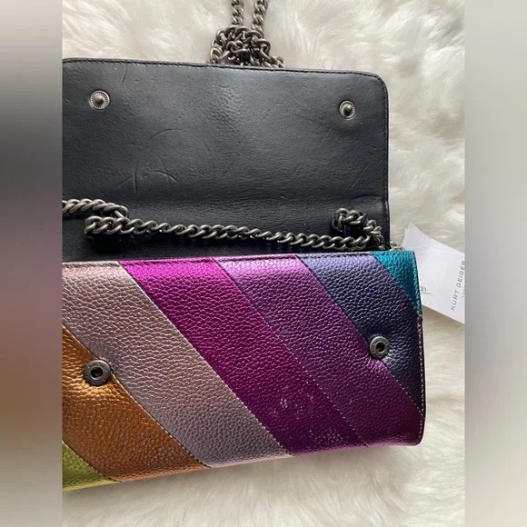 New! Kurt Geiger Rainbow Striped Crossbody Bag - Picture 8 of 9